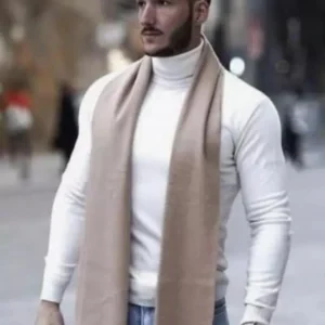 Latest Turtle Neck White Sweatshirt for Men